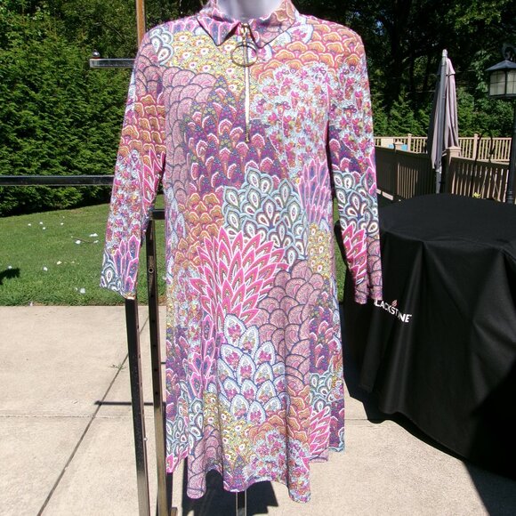 NWOT MSK CUTE MULTI COLOR FLORAL PRINT HALF ZIP DRESS S - Picture 1 of 1